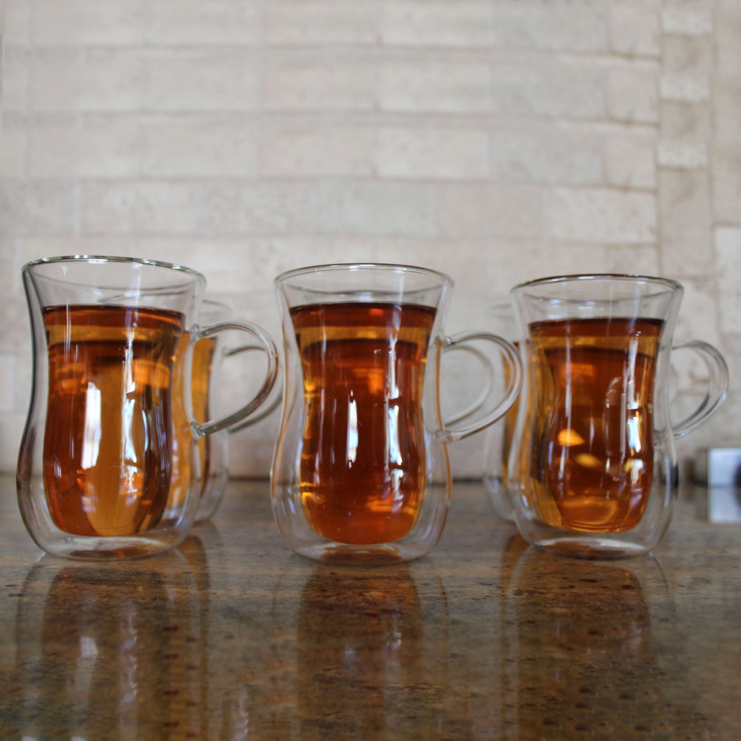 6 Oz Double Wall Tea Cup with Handle – Set of 6